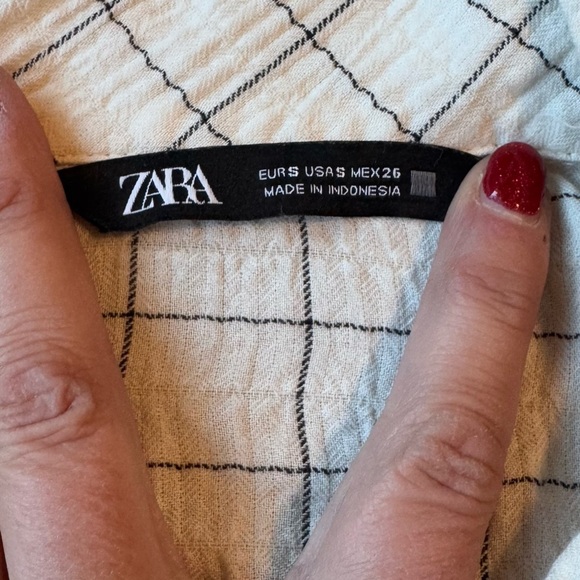 Zara Plaid Cropped Top cream and black‎ size small - Picture 4 of 11